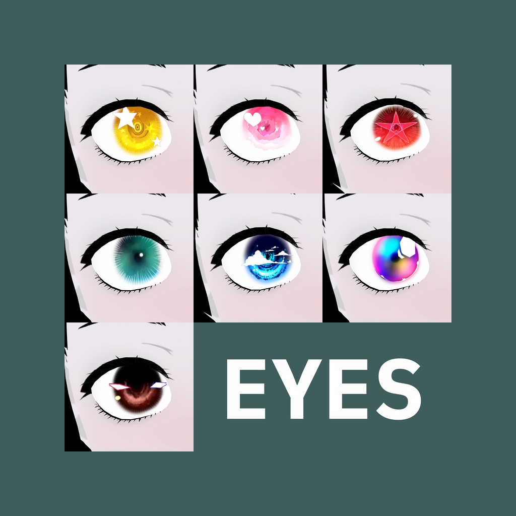 Digital Product // Free Vroid eyes //  Rainbow colors // Eye texture  // Cute theme // 無料 アイズ