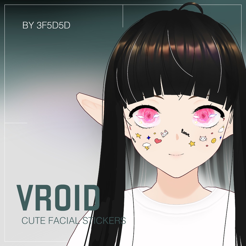 Digital Product // Free Vroid skin texture // Rainbow colors // Facal stickers // Cute theme 