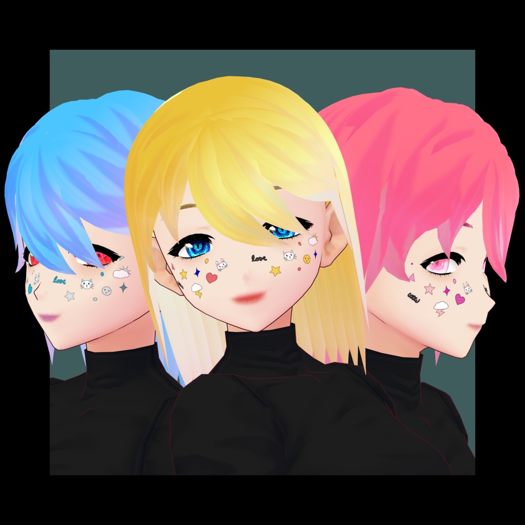 Digital Product // Free Vroid skin texture // Rainbow colors // Facal stickers // Cute theme