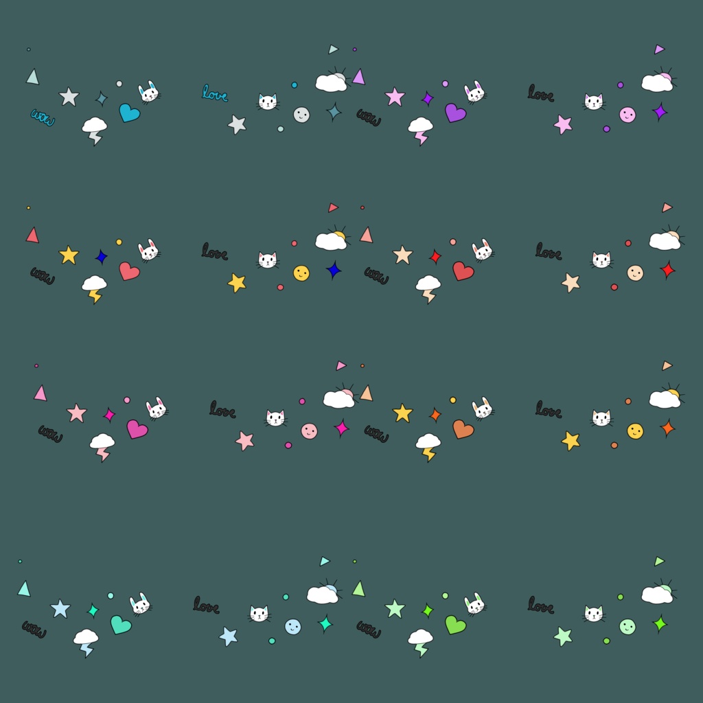 Digital Product // Free Vroid skin texture // Rainbow colors // Facal stickers // Cute theme