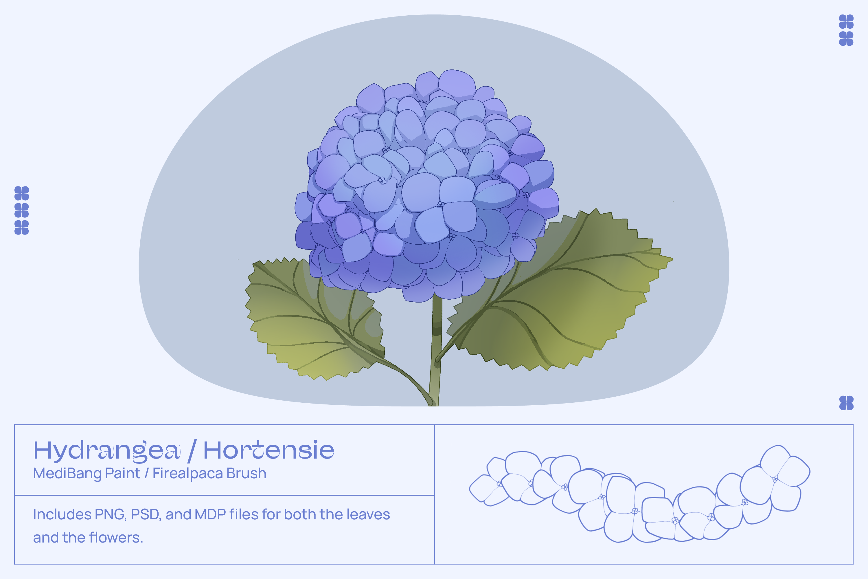 Hydrangea MediBang Paint and Firealpaca Brush (あじさいブラシ） - 3f5d5d - BOOTH