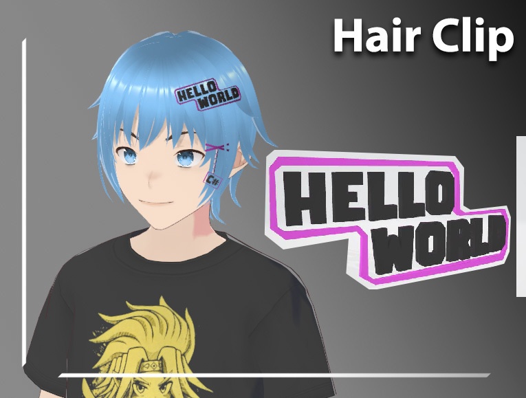 Hair Clip text "Hello World" [.fbx]