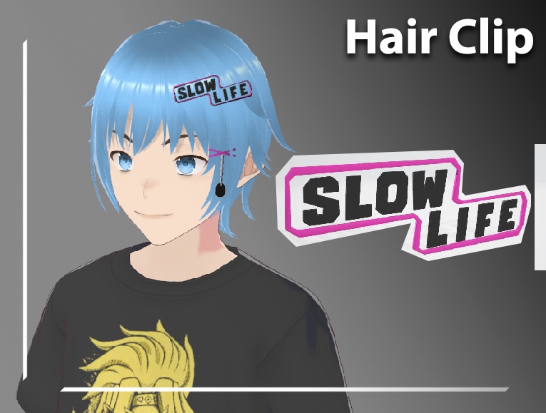 Hair Clip text "Slow Life" [.fbx]