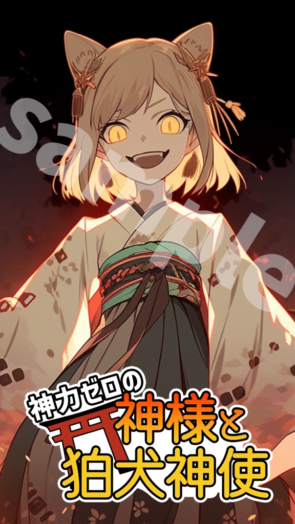 神力ゼロの神様と狛犬神使 待ち受け画像