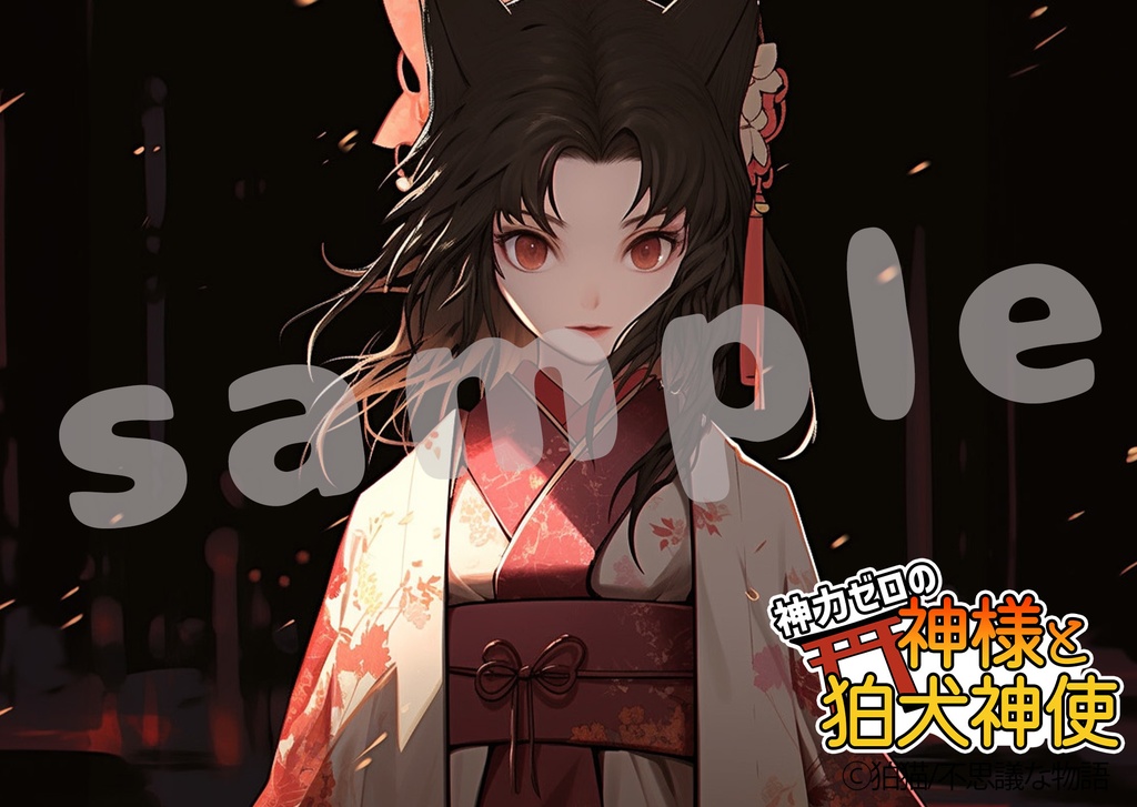 神力ゼロの神様と狛犬神使ステッカー