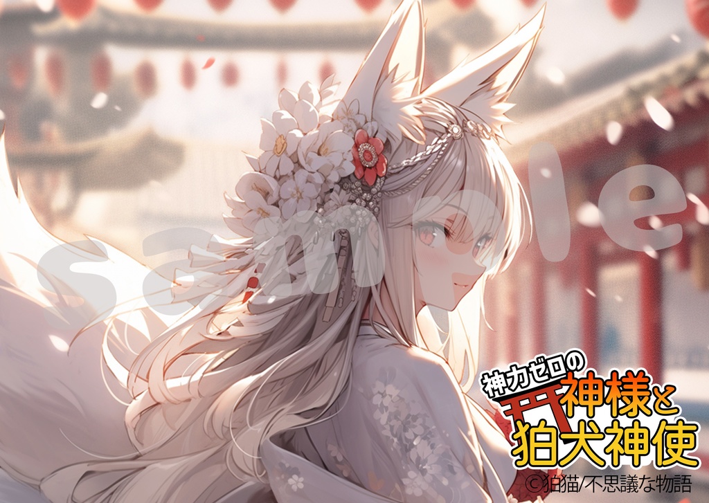 神力ゼロの神様と狛犬神使ステッカー