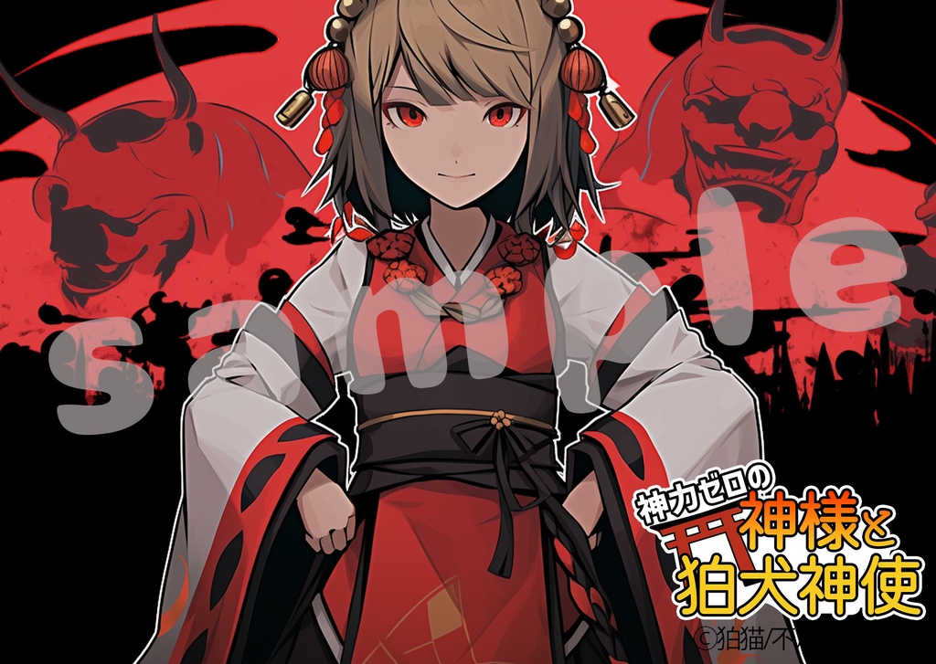 神力ゼロの神様と狛犬神使ステッカー