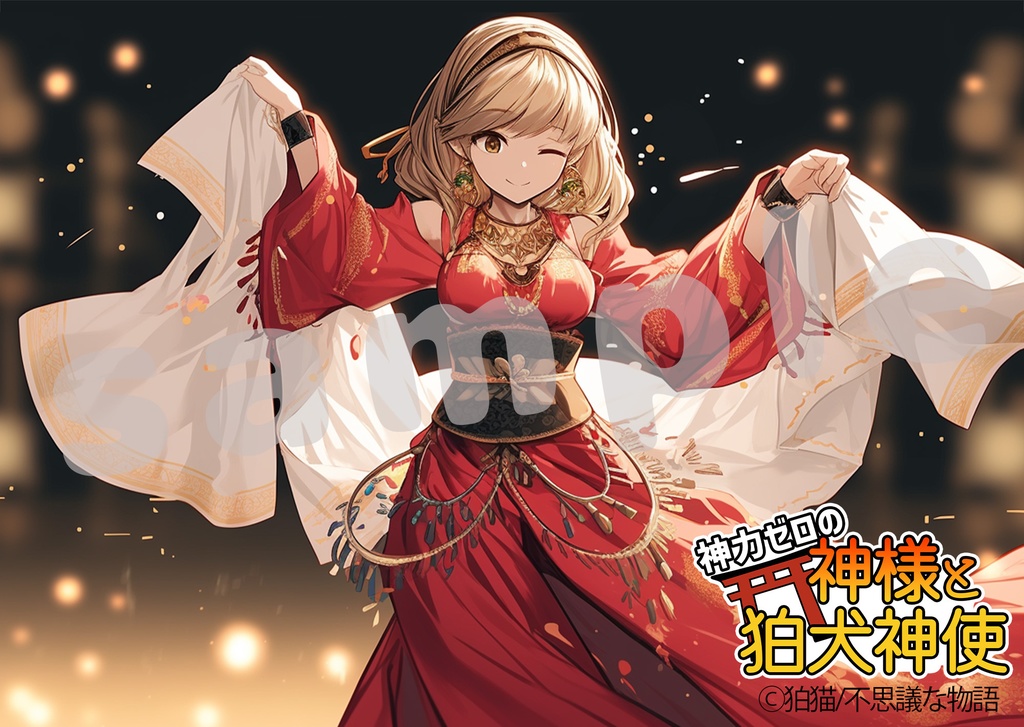 神力ゼロの神様と狛犬神使ステッカー