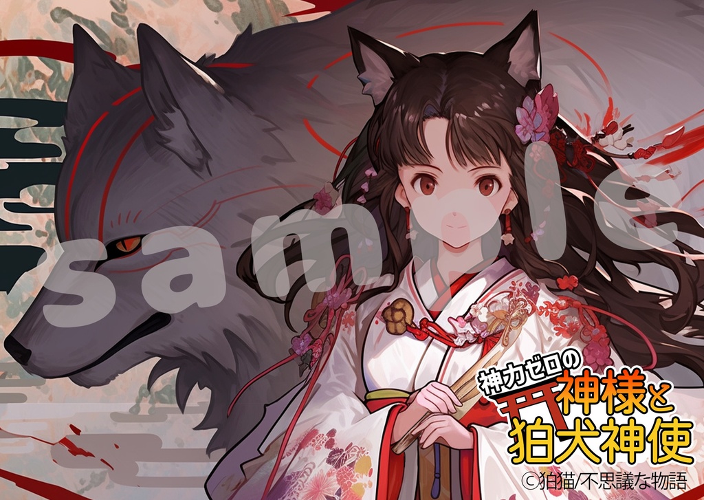 神力ゼロの神様と狛犬神使ステッカー