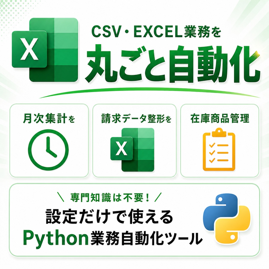CSV・Excel業務を自動化するPythonツール（DL版）