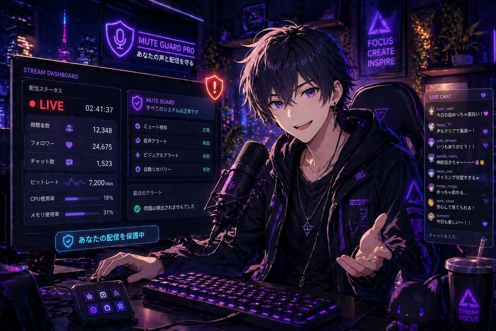 【OBS拡張】配信事故ストッパー!マイクミュート忘れ自動警告ツール(点滅&音でお知らせ)