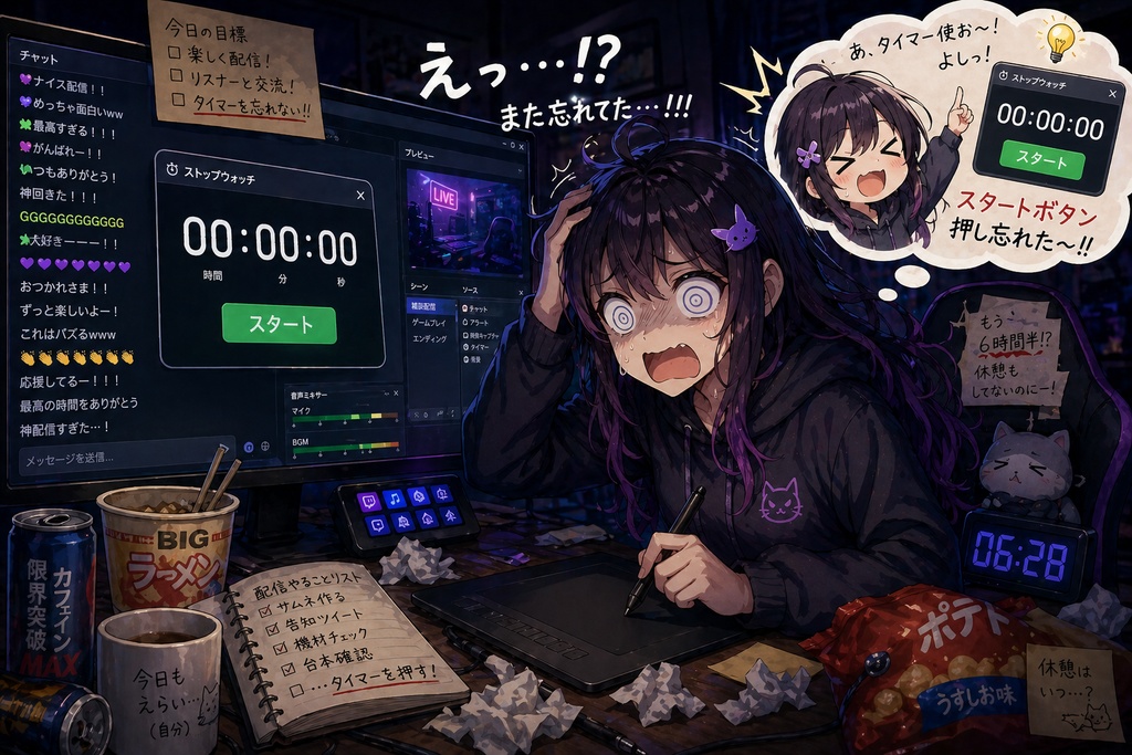 【OBS拡張】シーン連動で完全自動化!作業配信タイマー(クラッシュ復元機能つき)