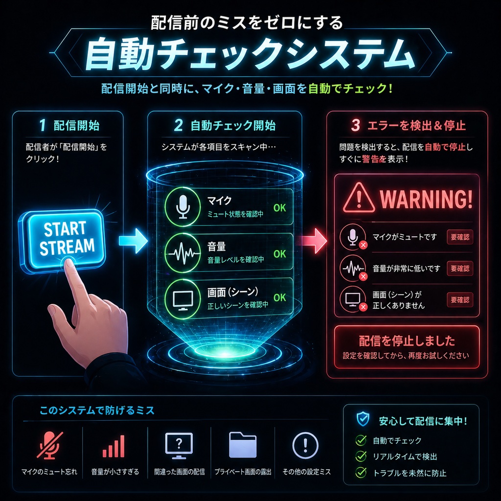 【OBS拡張】放送事故ゼロへ!配信開始前セーフティ・自動チェックツール(ミュート&シーン誤爆防止)