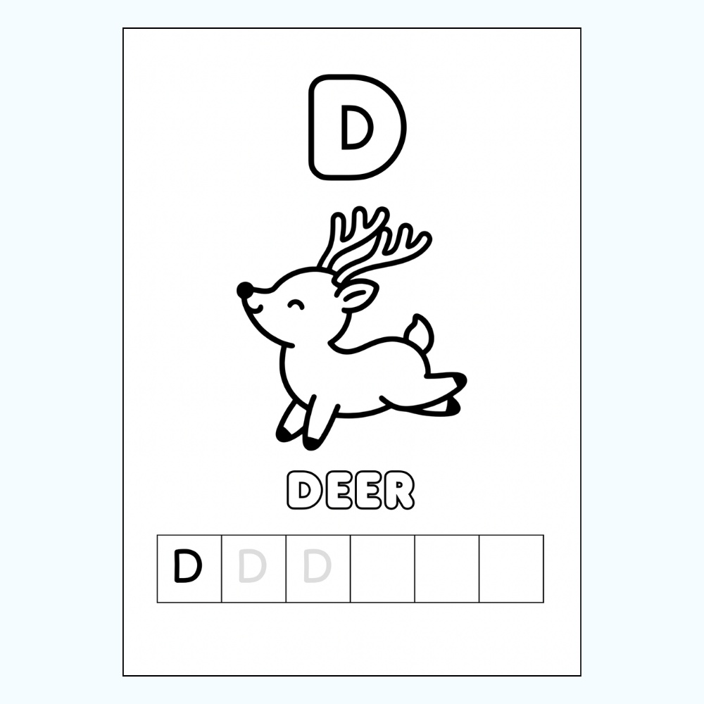 アルファベットなぞり書き&ぬりえワーク|A-Z動物プリント(全26枚・幼児向け)|Alphabet Worksheets