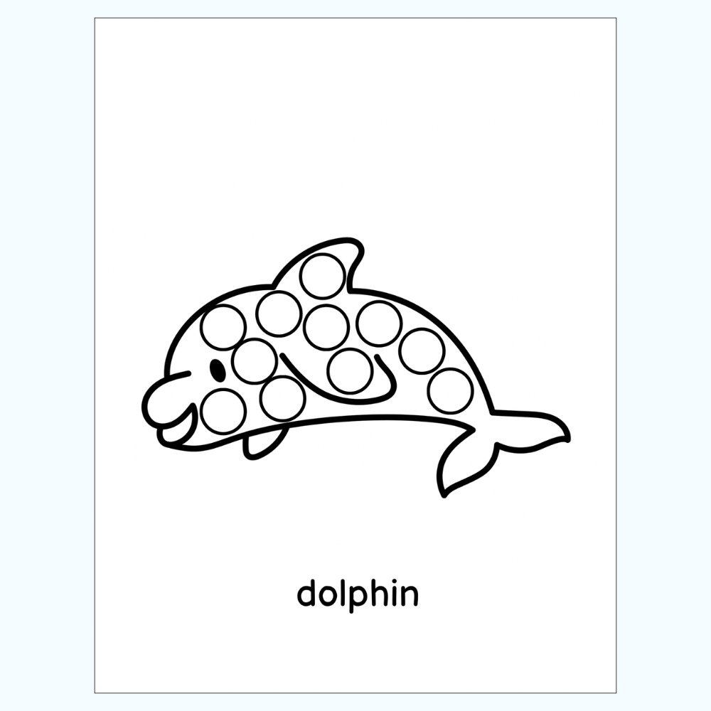 ぺたぺた!うみのいきものシールあそび|幼児向け知育プリントPDF|Ocean Animals Sticker & Dot Marker Worksheets