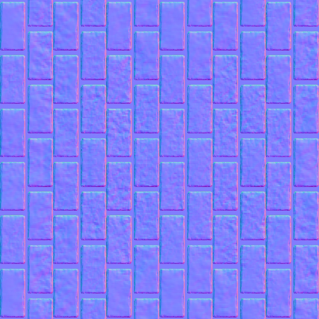 レンガテクスチャセット(Model,BaseColor,Normal,AO,Roughness)