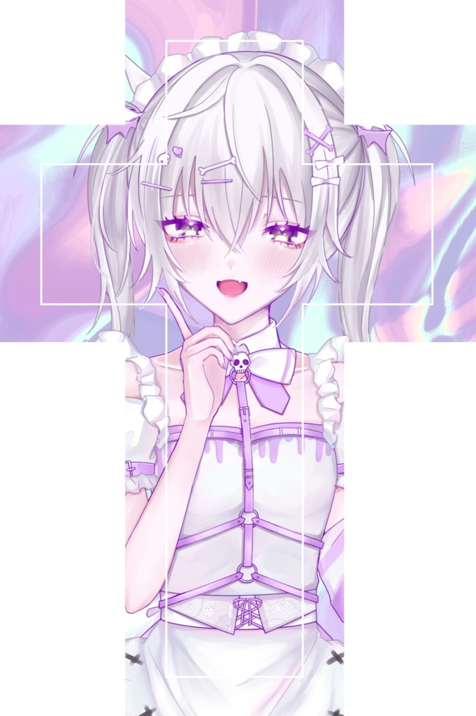 白悪魔クロスステッカー