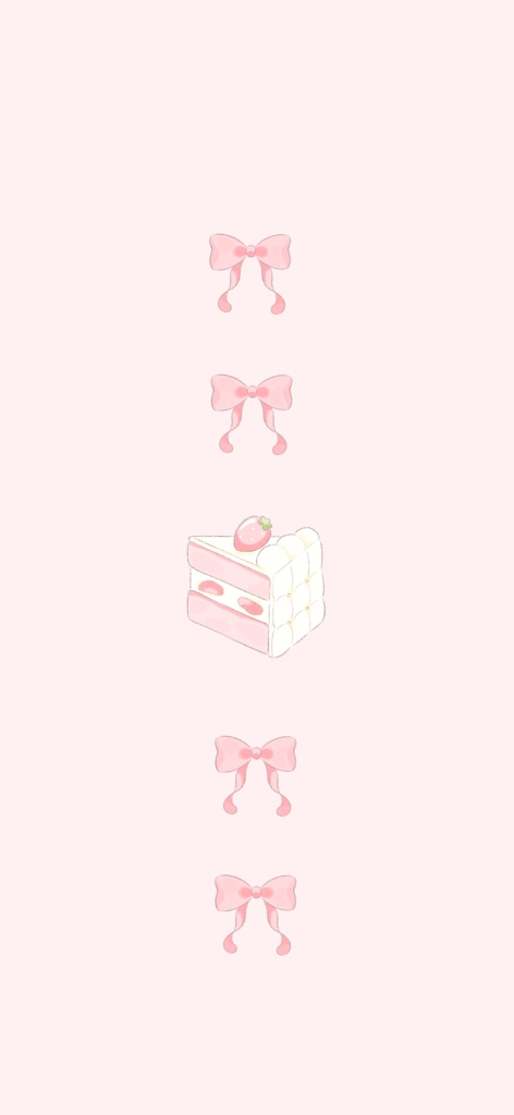 ショートケーキとリボンのスマホ壁紙4枚セット/Strawberry Shortcake Wallpaper Pack