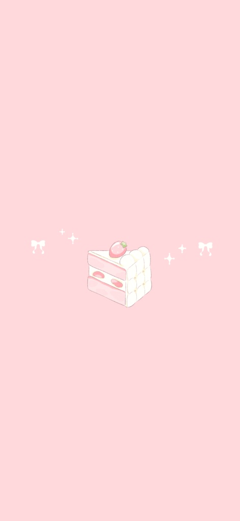 ショートケーキとリボンのスマホ壁紙4枚セット/Strawberry Shortcake Wallpaper Pack