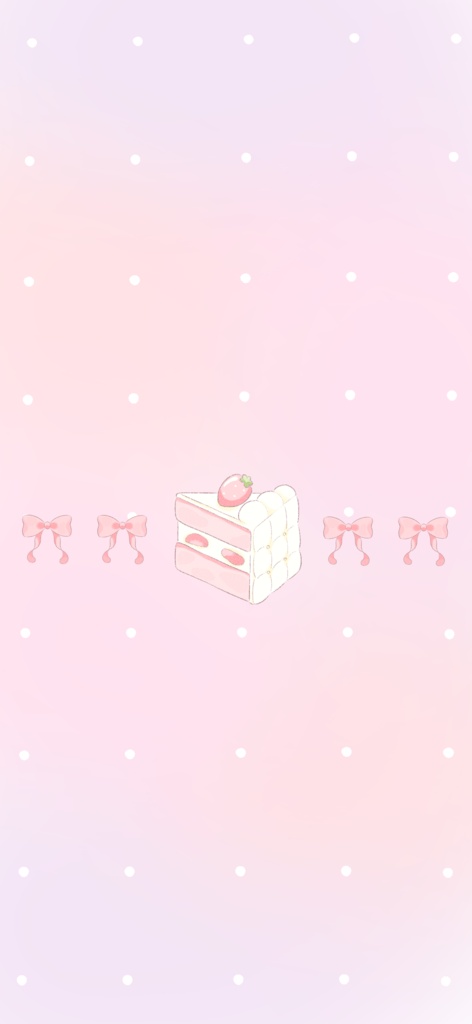 ショートケーキとリボンのスマホ壁紙4枚セット/Strawberry Shortcake Wallpaper Pack