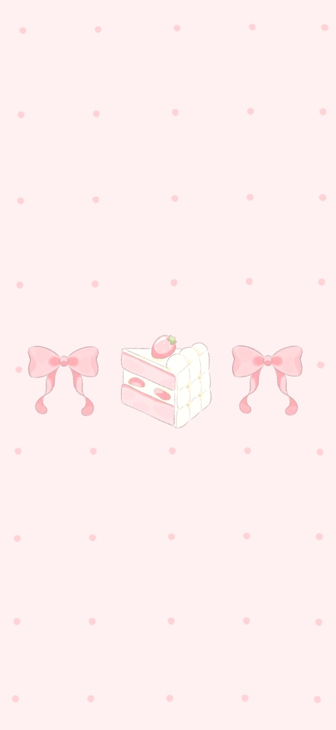 ショートケーキとリボンのスマホ壁紙4枚セット/Strawberry Shortcake Wallpaper Pack