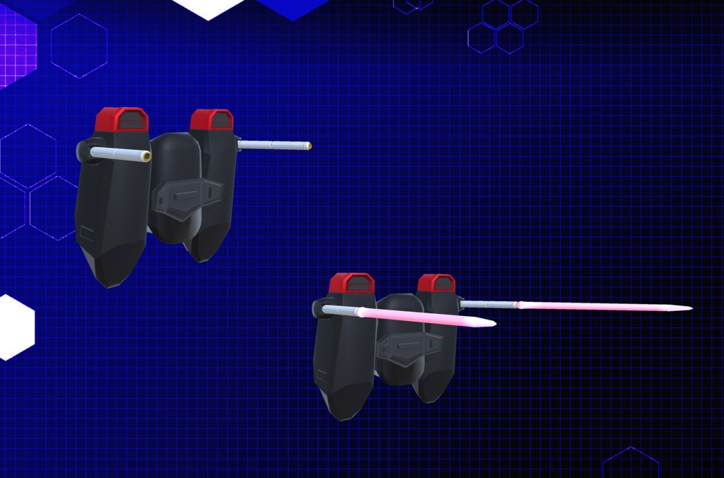 【3Dモデル】ビームサーベル、ビームライフル、大剣展開式シールド、ジェットバックパック、機動武装セット