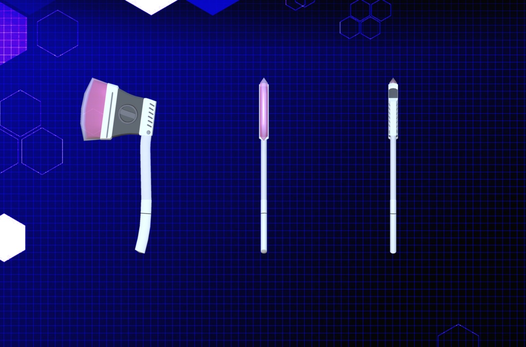 【3Dモデル】ビームアックス、ビームサブマシンが、機動兵器用シールド、機動武装セット2