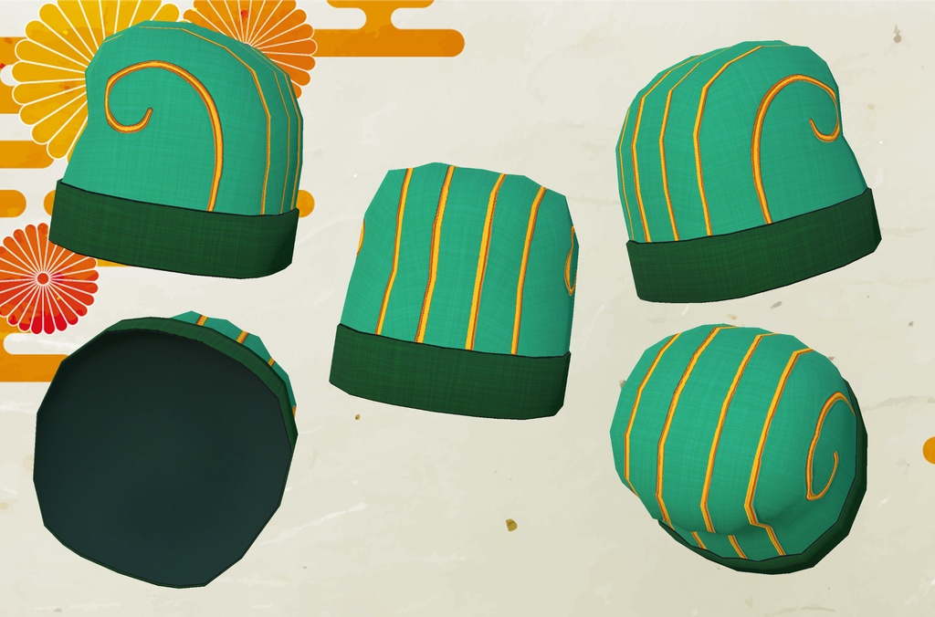 【3Dモデル】中華アクセサリ_孔明セット(羽扇、綸巾)