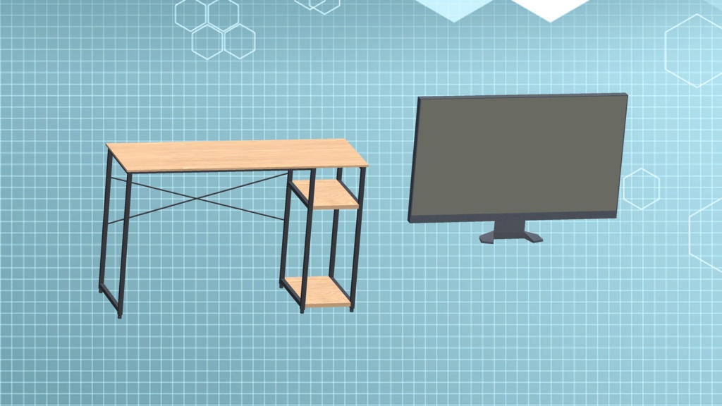 【3Dモデル】モニター PCデスク セット