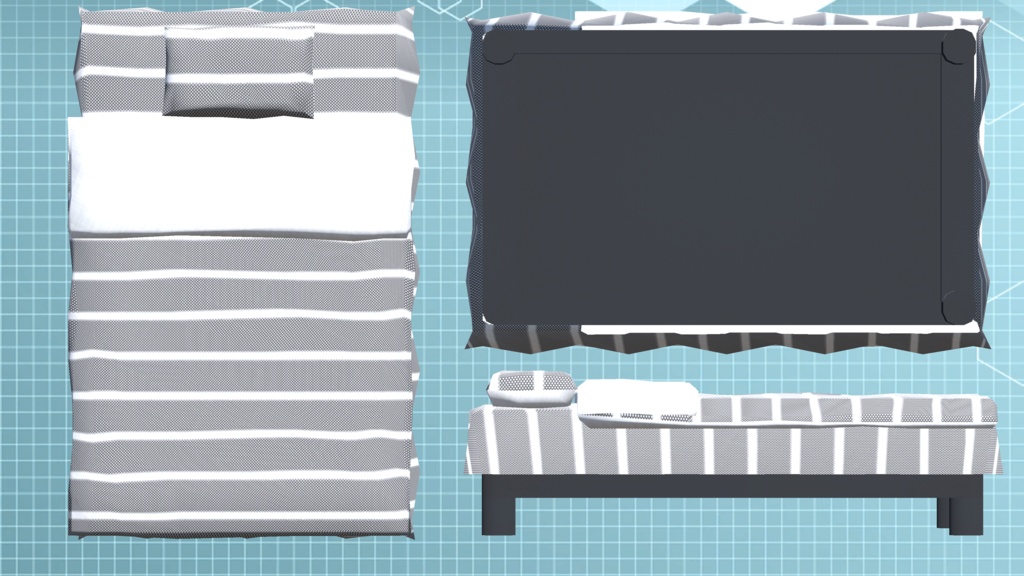 【3Dモデル】シングルベッド