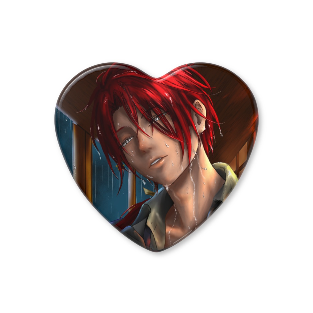 水も滴るいい男　後家兼光 ハート型缶バッチ