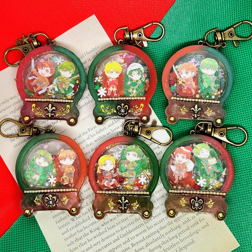 SD赤緑入りスノードームシェイカーキーホルダー④セイン&ケント