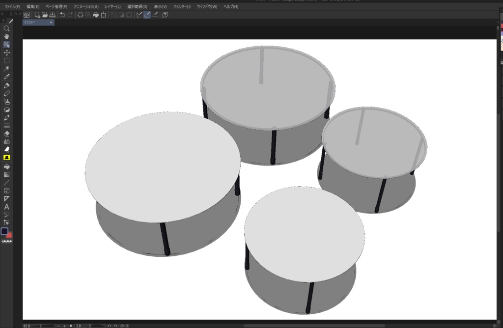 丸テーブル クリスタ素材 モデルファイル Goshawk S Storage Booth