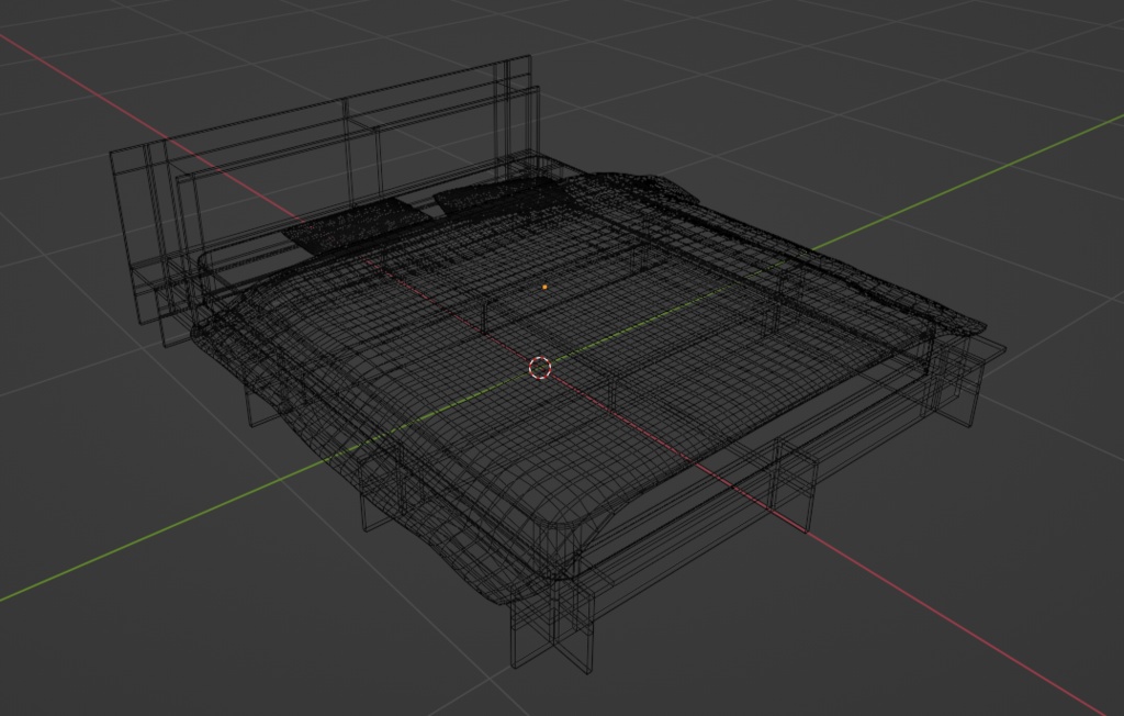 【商用可】クイーンサイズベッド(FBXファイル)(クリスタ素材)
