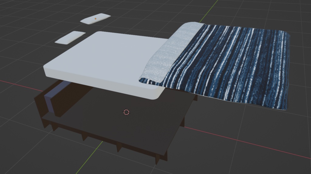 【商用可】クイーンサイズベッド(FBXファイル)(クリスタ素材)