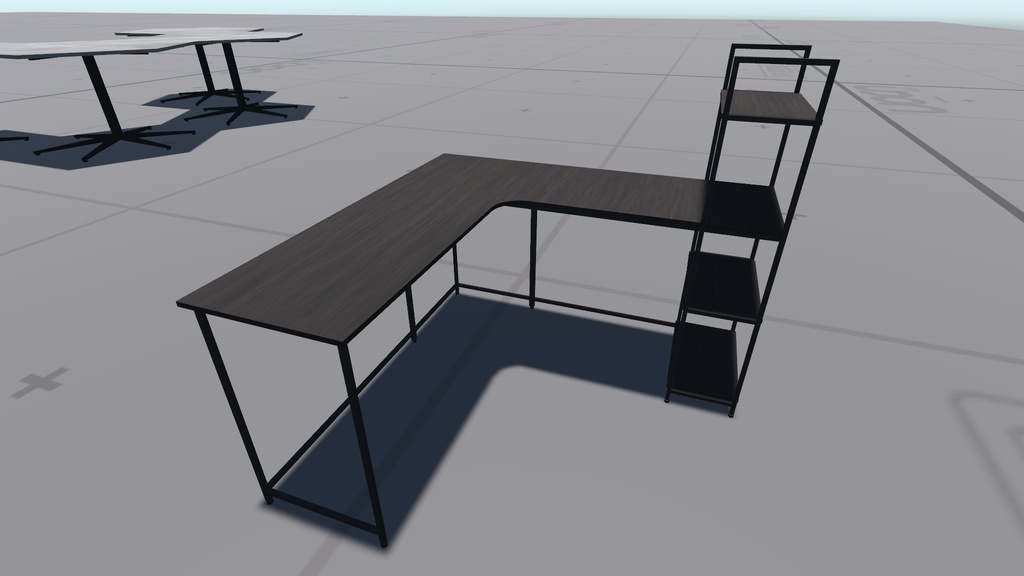 【商用可】棚付きL字デスク001