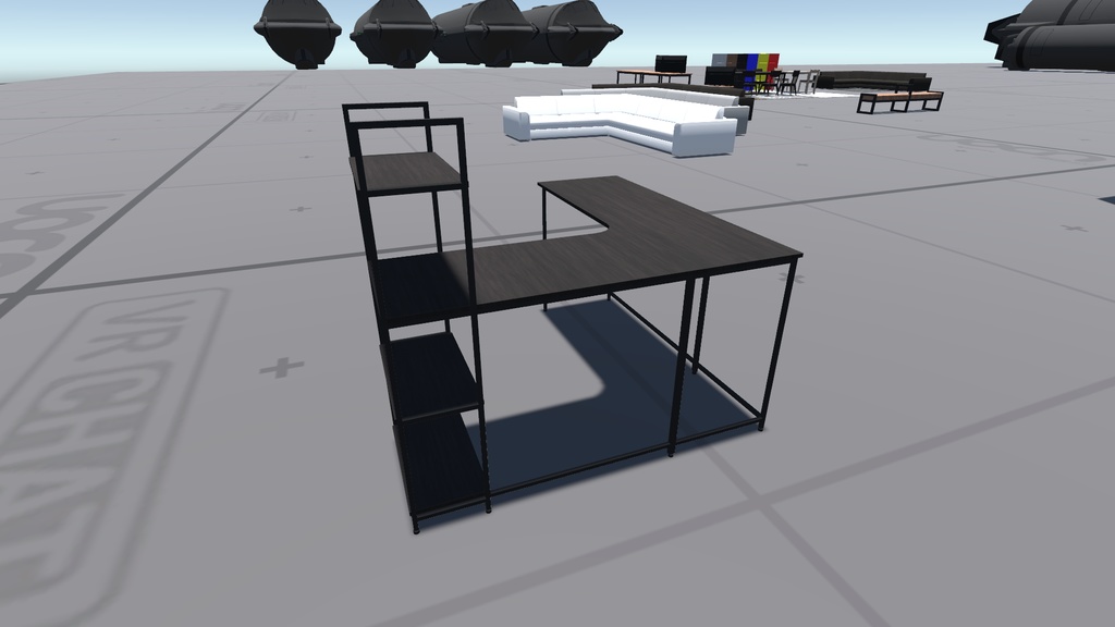 【商用可】棚付きL字デスク001