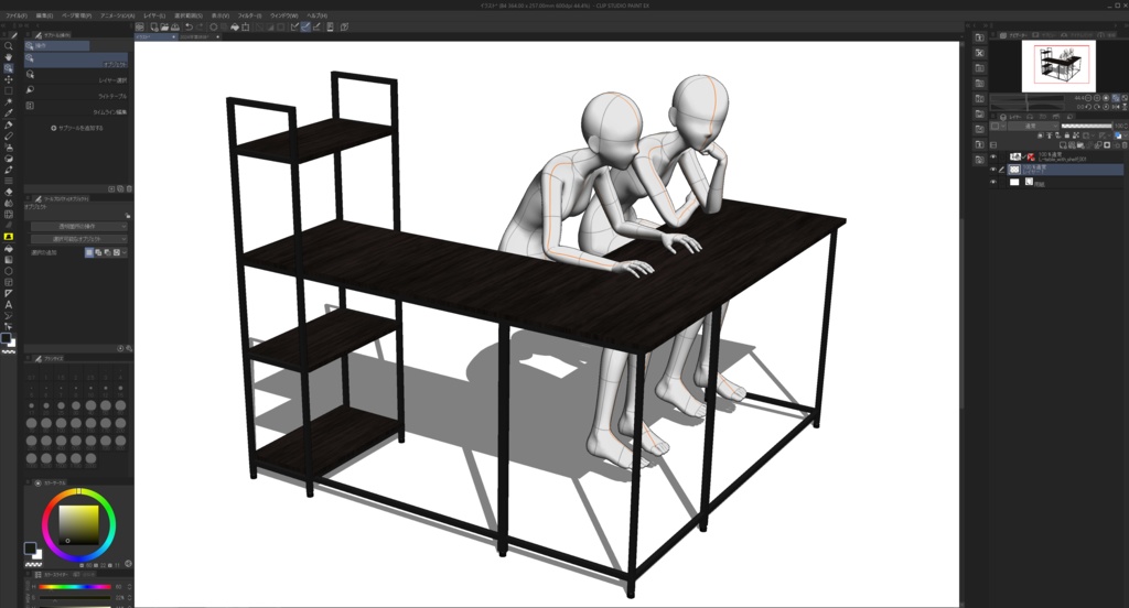 【商用可】棚付きL字デスク001