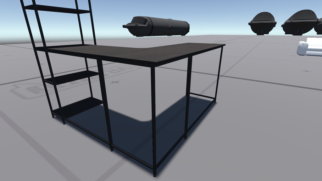 【商用可】棚付きL字デスク001