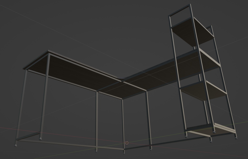 【商用可】棚付きL字デスク001