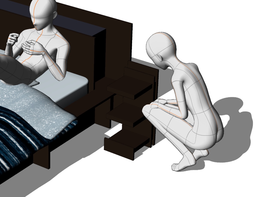 【商用可】ベッドサイドテーブル001(FBXファイル)(クリスタ素材)(VRC素材)