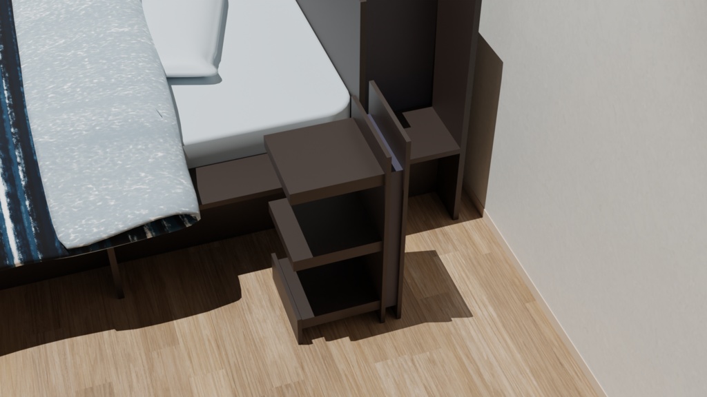 【商用可】ベッドサイドテーブル001(FBXファイル)(クリスタ素材)(VRC素材)