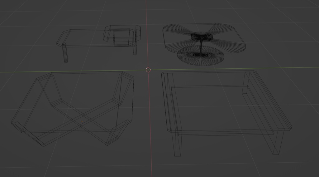 【商用可】ローテーブル001 4種(FBXファイル)(クリスタ素材)(Unity素材)