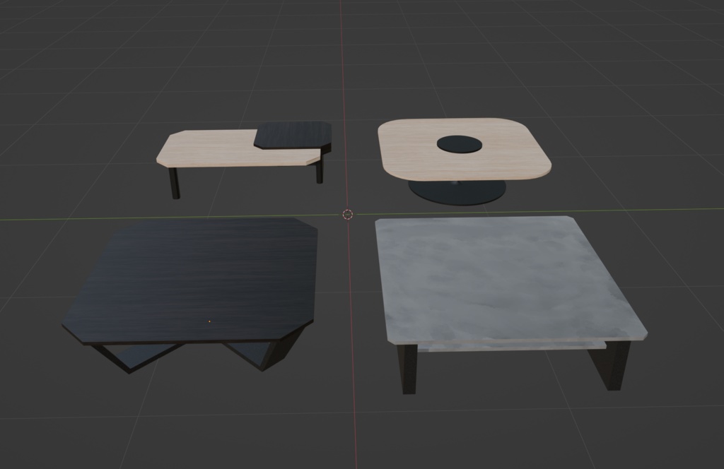 【商用可】ローテーブル001 4種(FBXファイル)(クリスタ素材)(Unity素材)