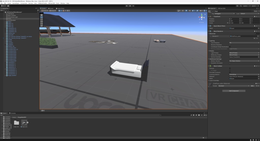 【商用可】シングルサイズベッド001(FBXファイル)(クリスタ素材)(Unity素材)