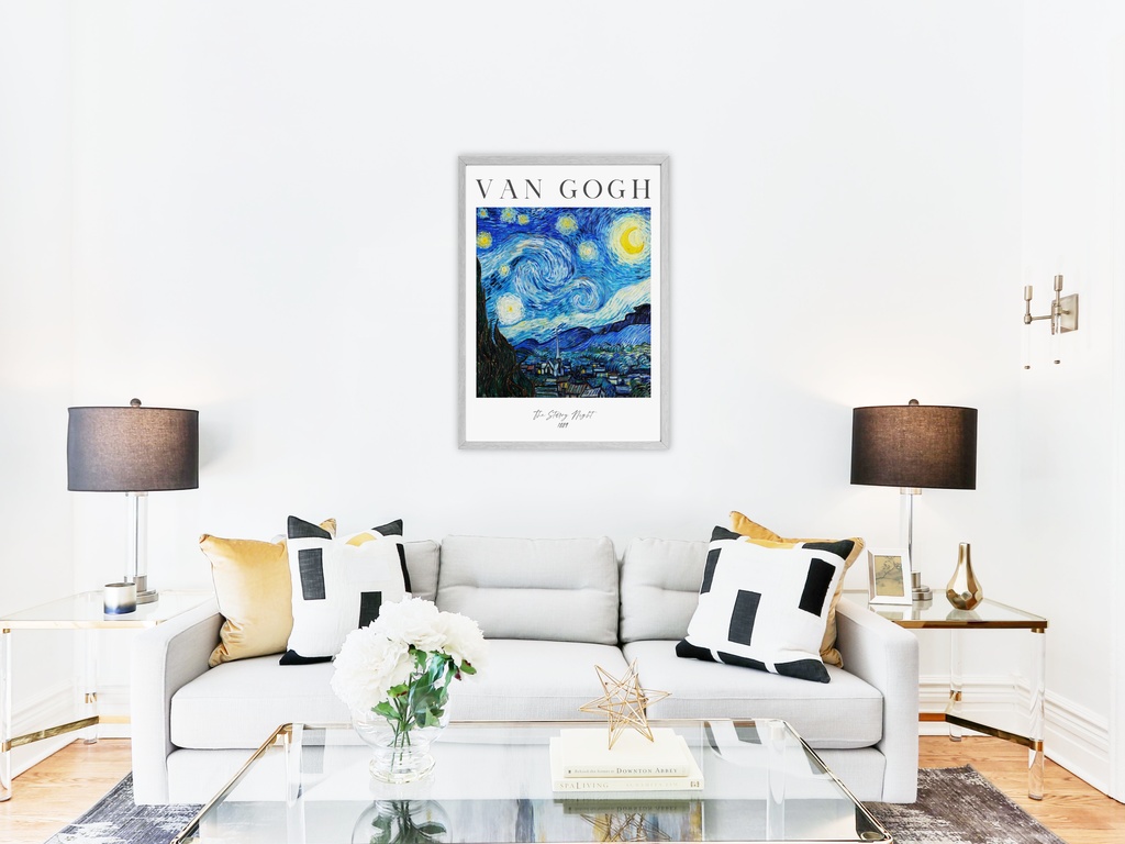 ゴッホ星月空ポスター 文字入りスターリーナイト Van Gogh Starry Night Poster Wall Art