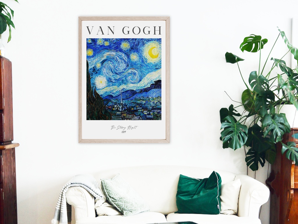 ゴッホ星月空ポスター 文字入りスターリーナイト Van Gogh Starry Night Poster Wall Art