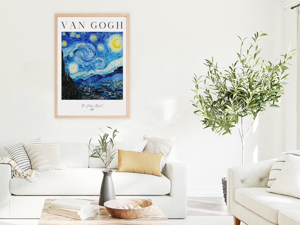 ゴッホ星月空ポスター 文字入りスターリーナイト Van Gogh Starry Night Poster Wall Art