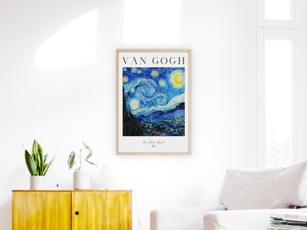 ゴッホ星月空ポスター 文字入りスターリーナイト Van Gogh Starry Night Poster Wall Art
