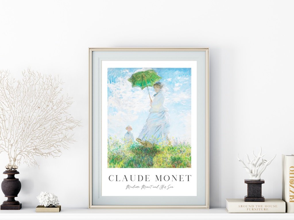 クロード・モネ 絵画アートポスター|名画ポスター|おしゃれインテリア|壁掛け|「散歩、日傘をさす女」ポスター